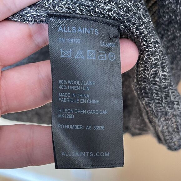 ALLSAINTS Sweater Womens Small Gray Open Front Cardigan Wool Linen Bland - Picture 5 of 9